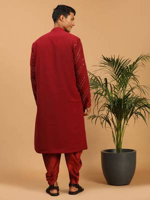Maroon Georgette Kurta And Dhoti Set 3