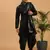 black viscose kurta and dhoti with mirror work