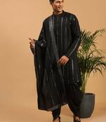 Black Viscose Kurta And Dhoti Set
