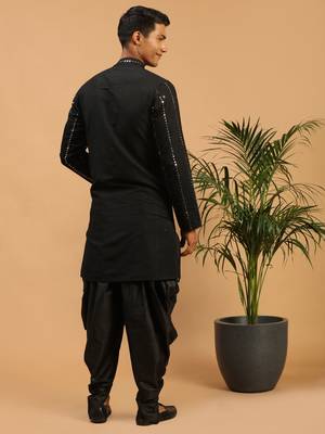 Black Viscose Kurta And Dhoti Set 3