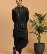 Black Viscose Kurta And Dhoti Set