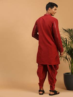 Maroon Viscose Kurta And Dhoti Set 3