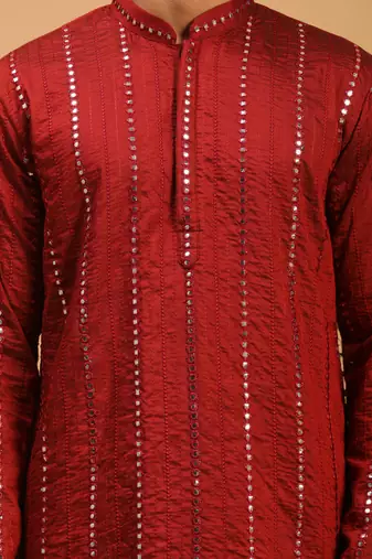 Maroon Viscose Kurta And Dhoti Set