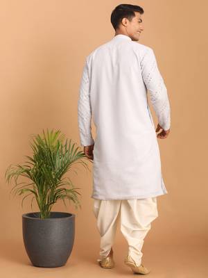 Aqua And Cream Georgette Kurta And Dhoti Pant Set 3