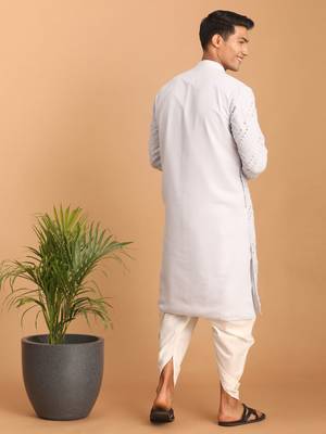 Aqua And White Georgette Kurta And Dhoti Pant Set 3