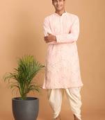 Pink And Cream Georgette Kurta And Dhoti Pant Set