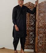 Black Georgette Kurta And Dhoti Set