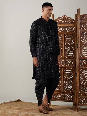 Black Georgette Kurta And Dhoti Set 2