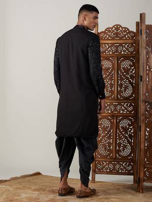 Black Georgette Kurta And Dhoti Set 3
