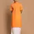  orange and white cotton blend kurta and mundu set