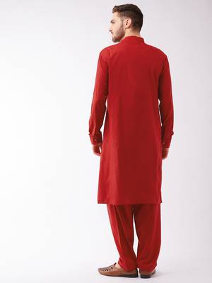 Maroon Cotton Blend Kurta And Patiala Set 3