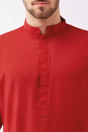 Maroon Cotton Blend Kurta And Patiala Set