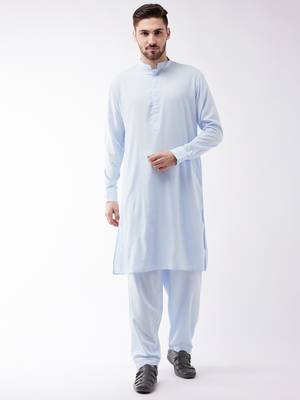 Aqua Cotton Blend Kurta And Patiala Set 1