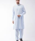 Aqua Cotton Blend Kurta And Patiala Set