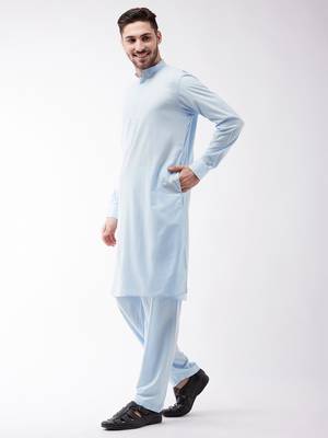 Aqua Cotton Blend Kurta And Patiala Set 2