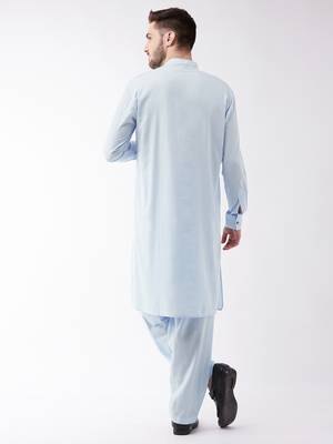 Aqua Cotton Blend Kurta And Patiala Set 3