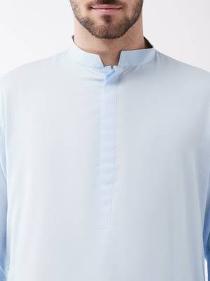 Aqua Cotton Blend Kurta And Patiala Set 4