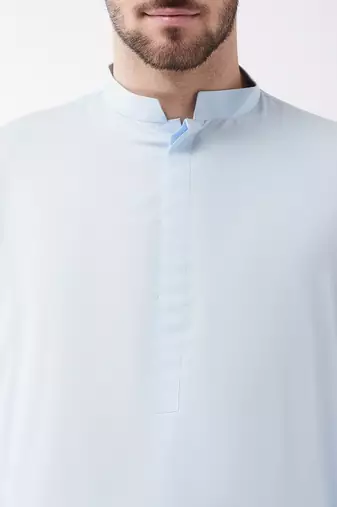 Aqua Cotton Blend Kurta And Patiala Set
