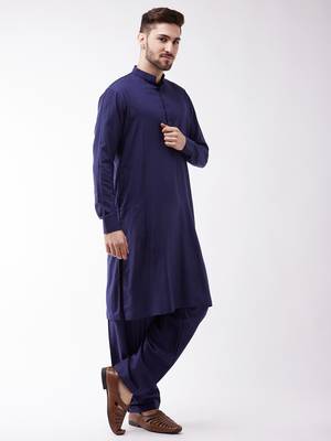 Blue Cotton Blend Kurta And Patiala Set 2