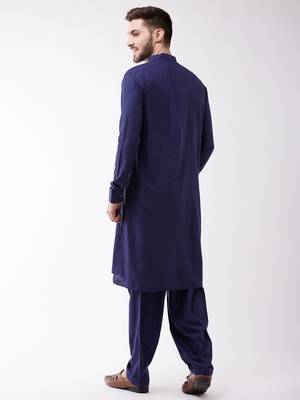 Blue Cotton Blend Kurta And Patiala Set 3