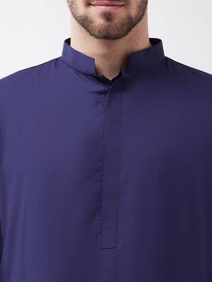 Blue Cotton Blend Kurta And Patiala Set 4