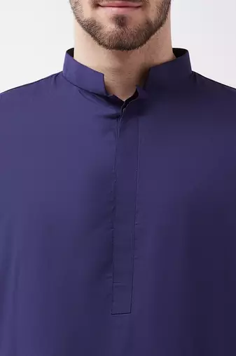 Blue Cotton Blend Kurta And Patiala Set