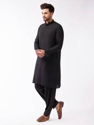 Black Cotton Blend Kurta And Patiala Set 2