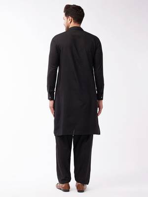 Black Cotton Blend Kurta And Patiala Set 3