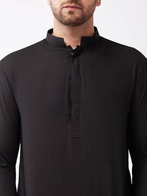 Black Cotton Blend Kurta And Patiala Set 4