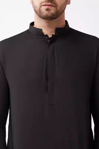 Black Cotton Blend Kurta And Patiala Set
