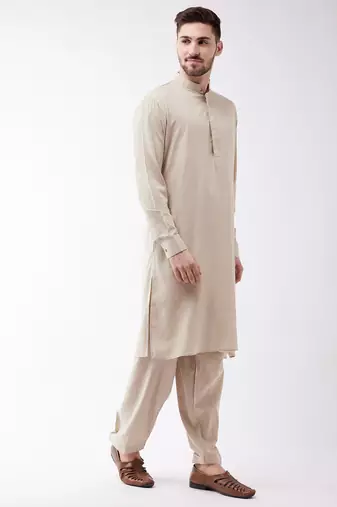 Green Cotton Blend Kurta And Patiala Set