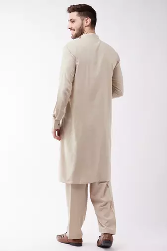 Green Cotton Blend Kurta And Patiala Set