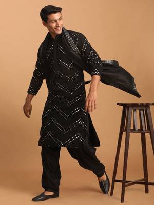 Black Georgette Kurta And Patiala Set 1
