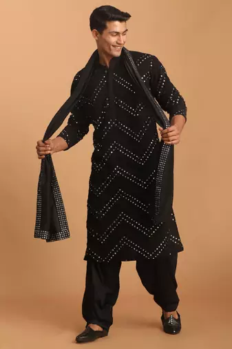 Black Georgette Kurta And Patiala Set