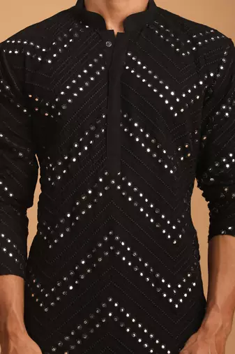 Black Georgette Kurta And Patiala Set