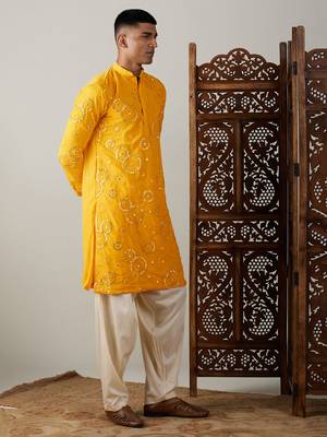 Yellow Georgette Kurta And Patiala Set 2