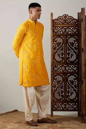 Yellow Georgette Kurta And Patiala Set