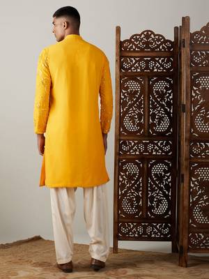 Yellow Georgette Kurta And Patiala Set 3
