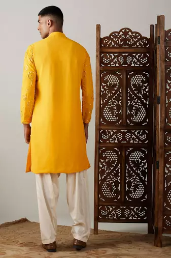 Yellow Georgette Kurta And Patiala Set