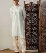 Men'S Green Georgette Kurta & Patiala