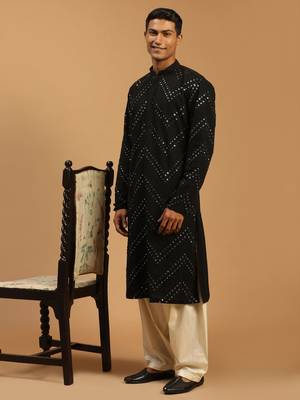  black and cream georgette kurta and patiala set 2