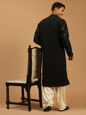  black and cream georgette kurta and patiala set 3