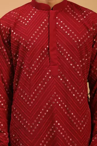  maroon and cream georgette kurta and patiala set