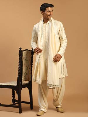 cream viscose kurta and patiala set 1