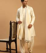 cream viscose kurta and patiala set
