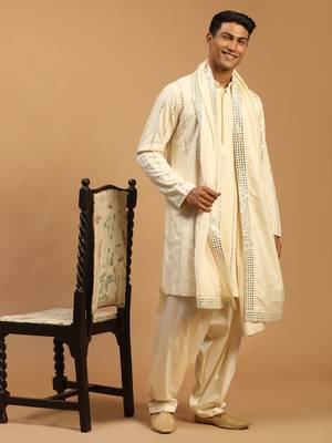 cream viscose kurta and patiala set 2