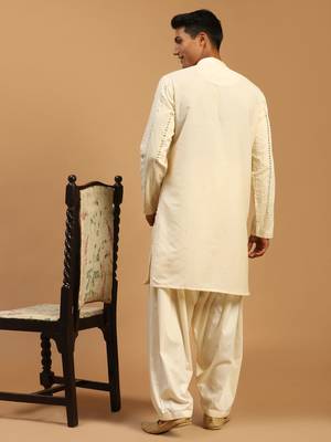 cream viscose kurta and patiala set 3