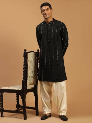  black and cream viscose kurta and patiala set 2