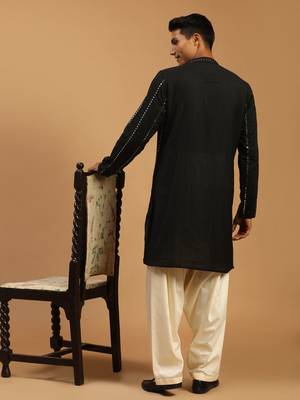  black and cream viscose kurta and patiala set 3
