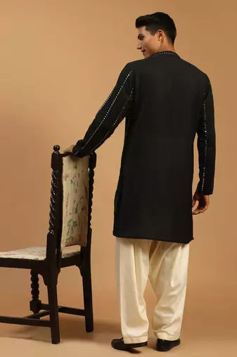  black and cream viscose kurta and patiala set